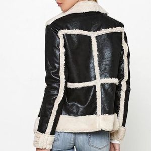 Pacsun Moto shearling aviator leather jacket