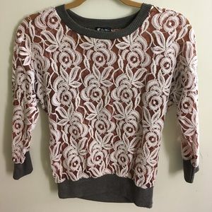 Over the shirt sweater with flower pattern