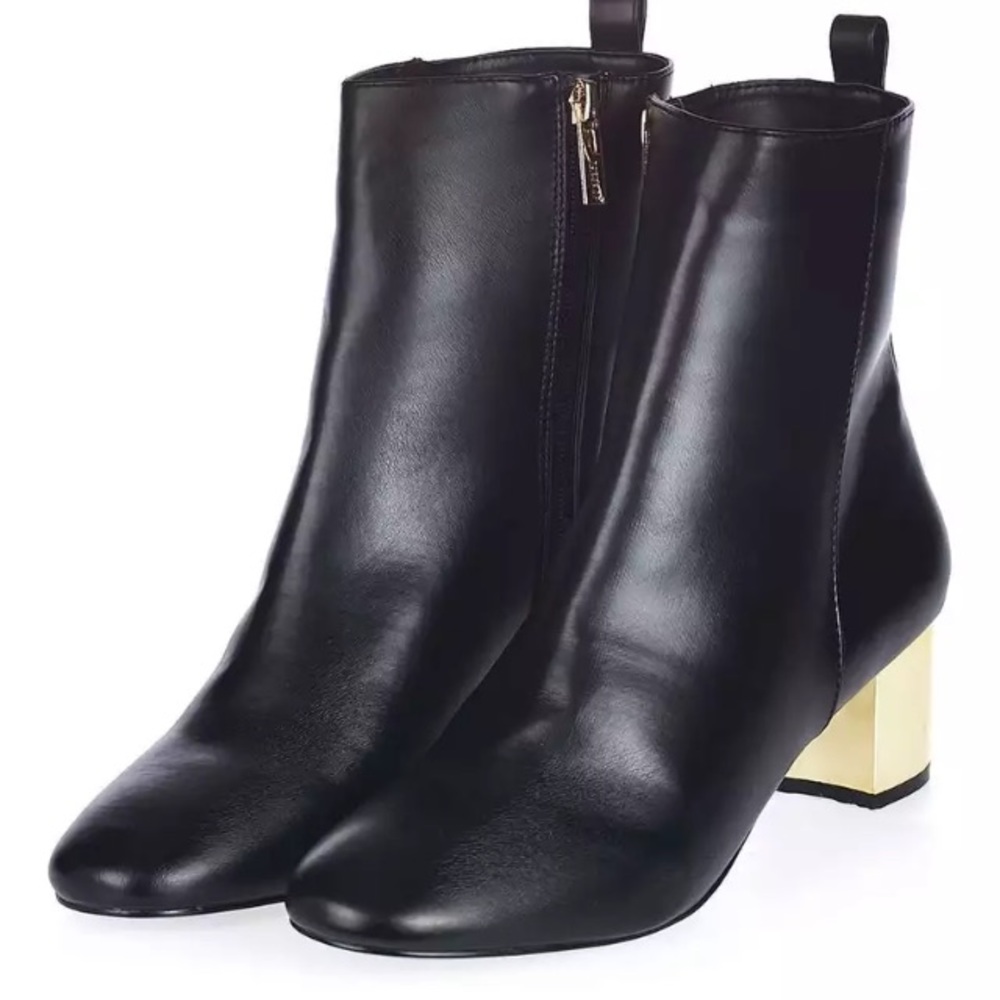 5 Topshop NEW gold metallic boots black - Picture 1 of 5