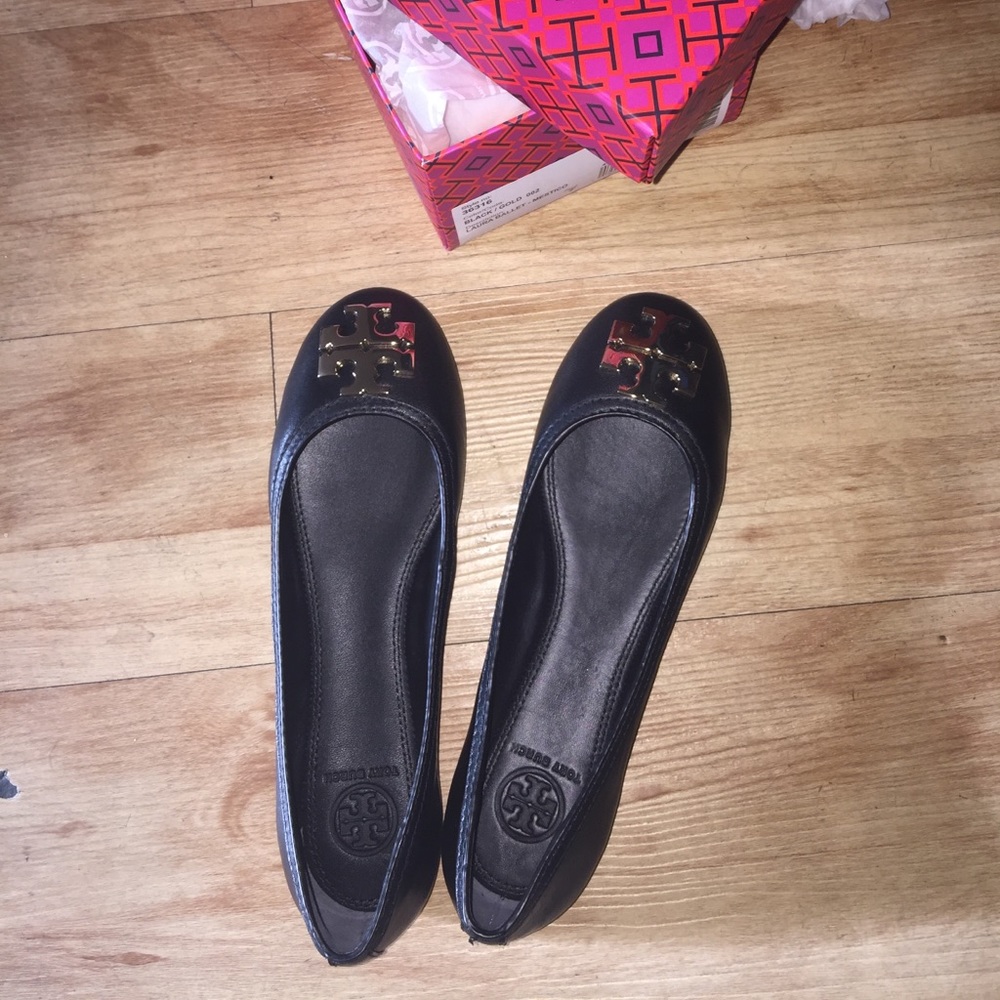 Tory burch Laura ballet flats black 7 NIB