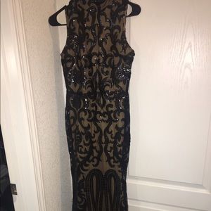 Meryl Black sequin Scroll Gown