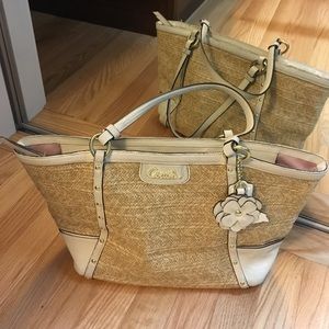 Coach straw/natural satchel
