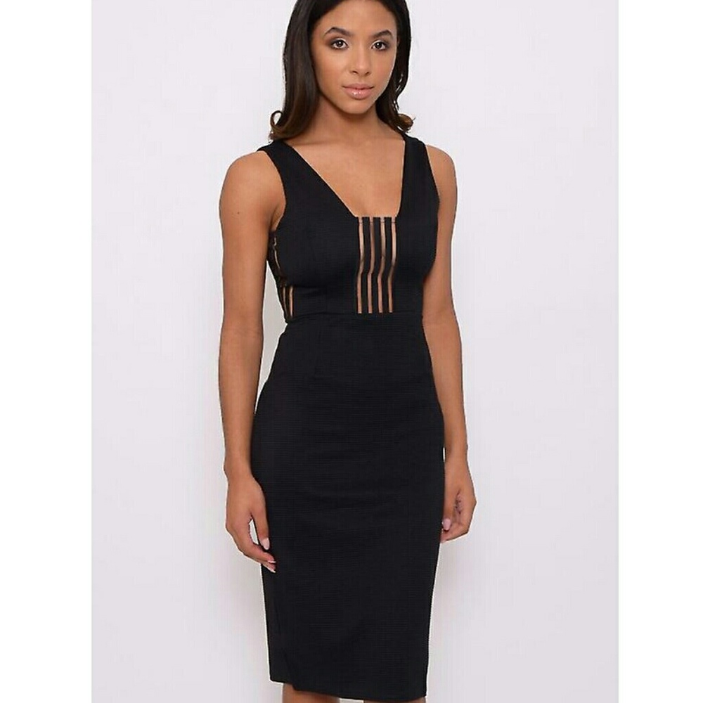RARE London Mesh Panel Midi Dress