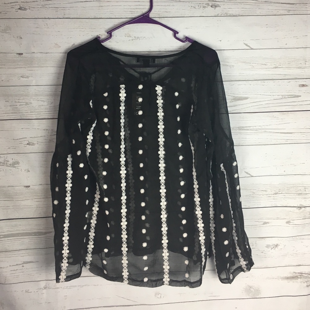 Sheer Bell Sleeve Top - Picture 7 of 7