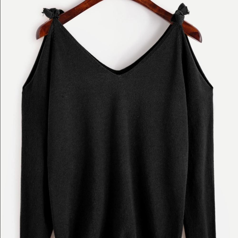 Black cold shoulder sweater