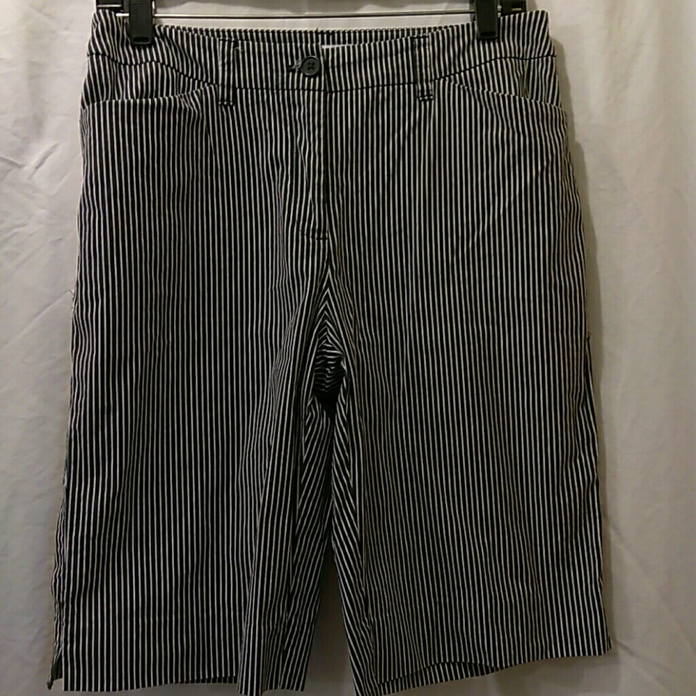 ANNE KLEIN CHIC, PIN-STRIPED BERMUDAS