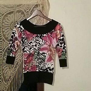 Cache Lightweight Tropical Print Sweater