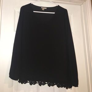 Black blouse with lace detail trim