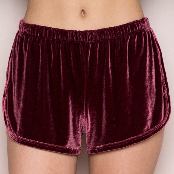 Brandy Melville Pants - BRANDY MELVILLE LISETTE maroon velvet shorts