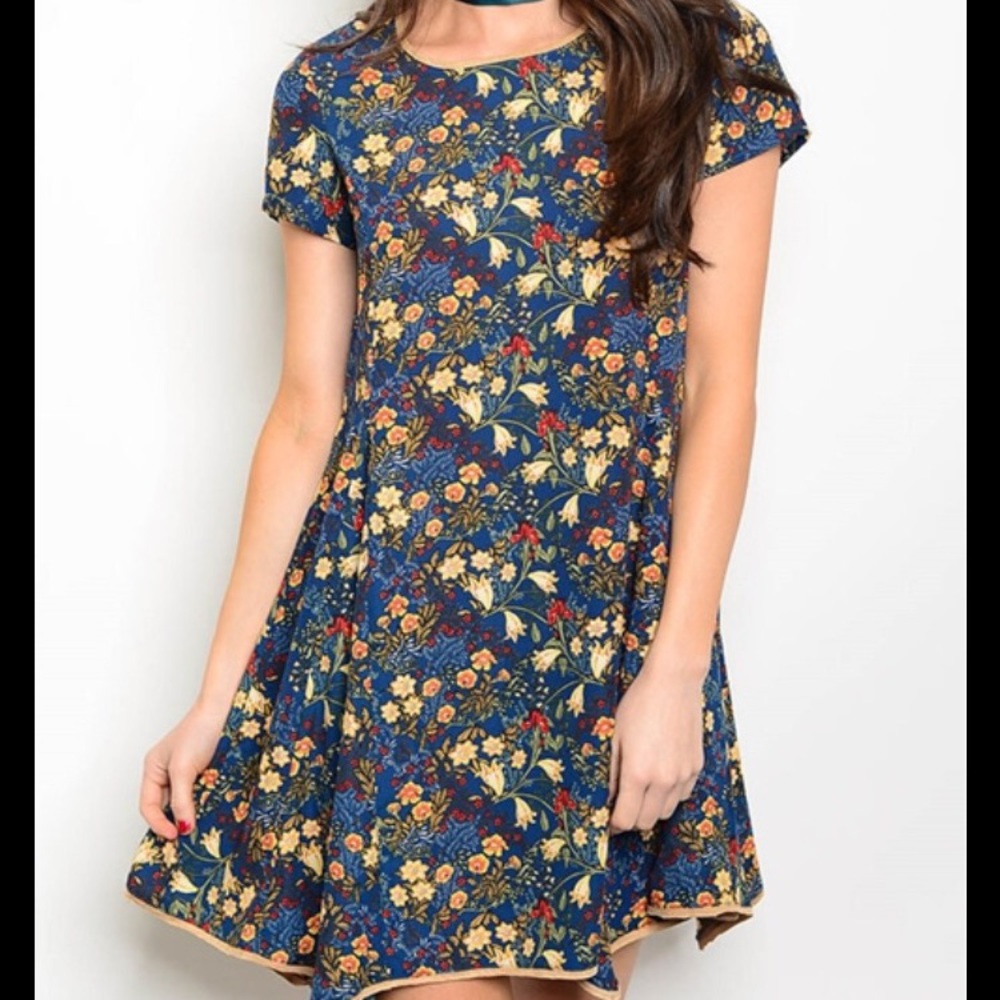 Blue Floral Dress - Picture 1 of 6