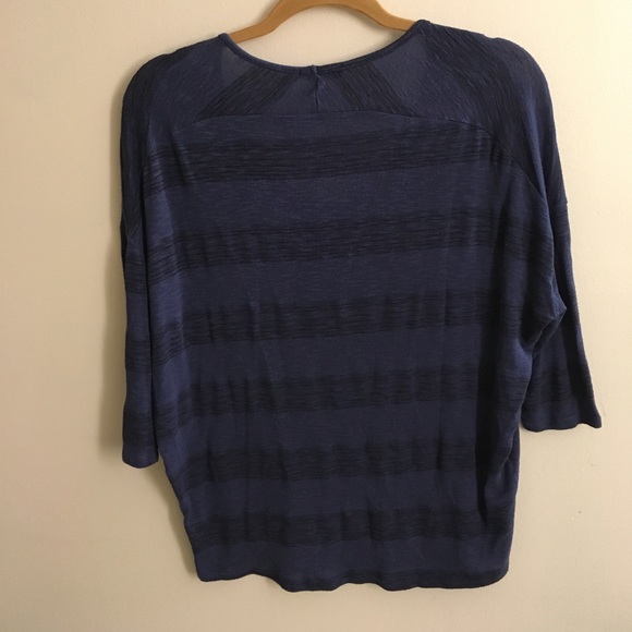 Blue and Black striped v-neck lightweight sweater - Picture 2 of 2