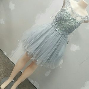 SALE!! Sz S formal gray beaded homecoming dress