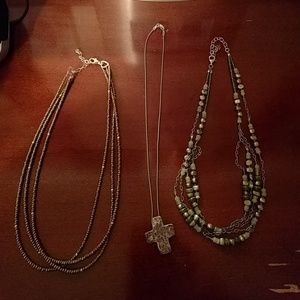 Silpada RETIRED cross, bronze, and green necklaces