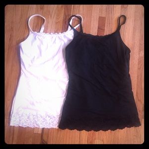 Black and White Camis w/ lace trim
