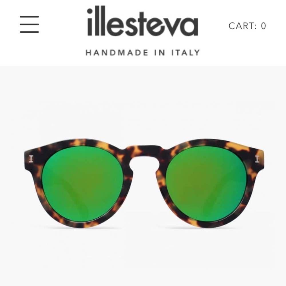 Illesteva Leonard Tortoise Green Mirror Lenses