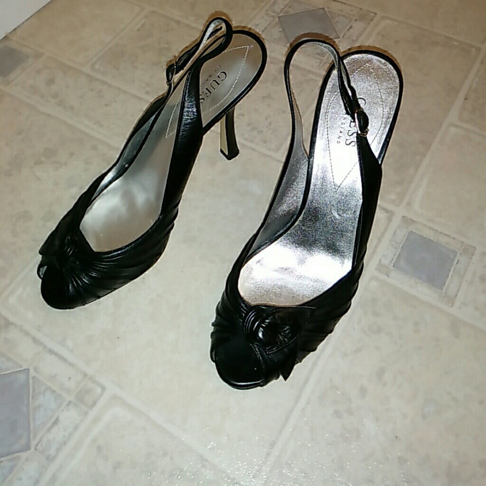 Guess Black Peep toe heels