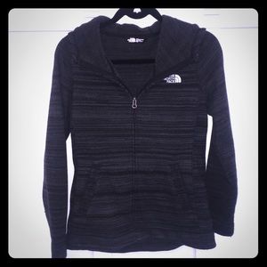 Black and grey Northface zip up hoodie
