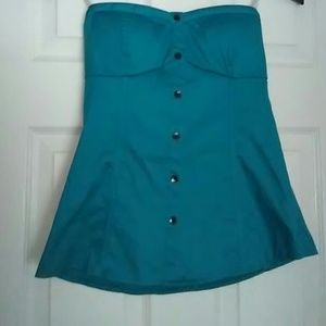Strapless teal top