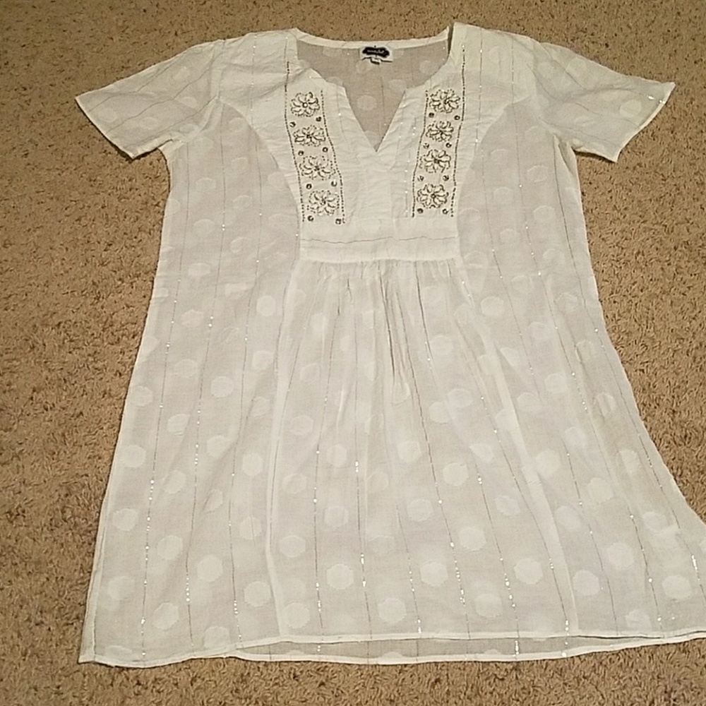 Mud Pie, white dot, beaded tunic