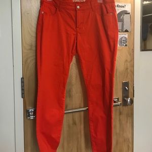Orange skinny jeans