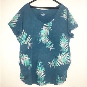 Ruched Teal V-Neck T-Shirt