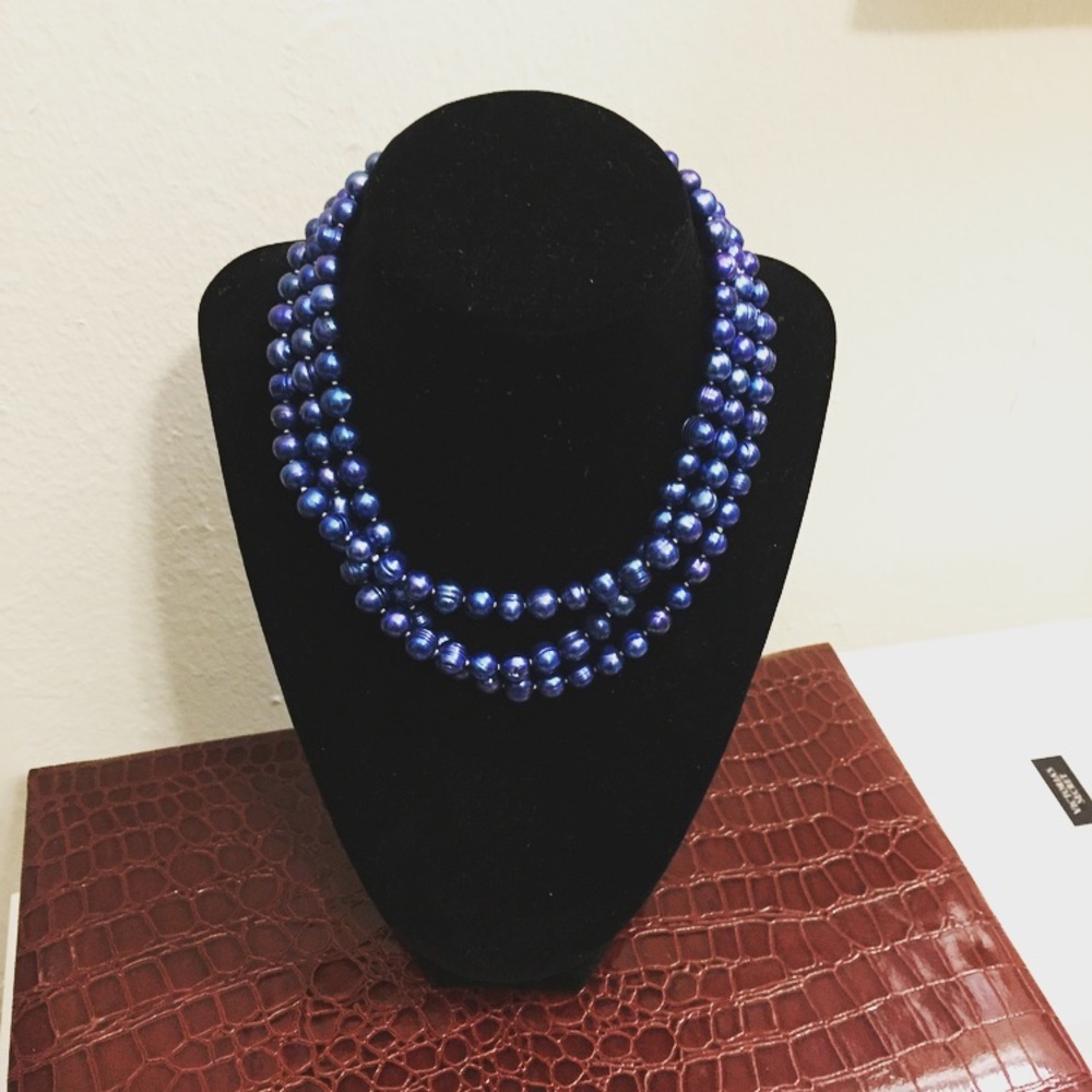 New Blue Pearl Infinity Necklace