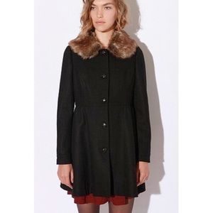 Black Pea Coat w/ Removable Faux Fur Collar size M