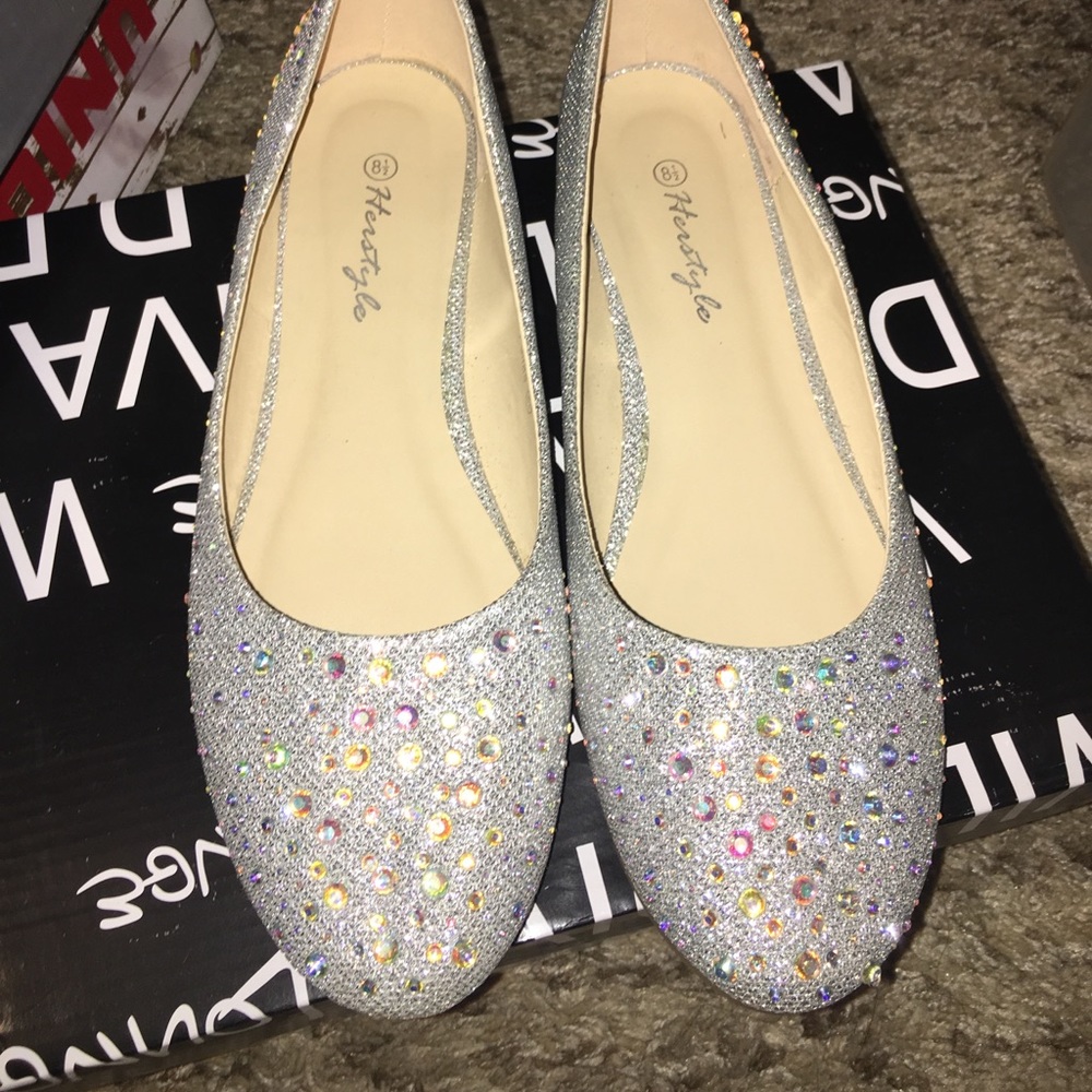 Silver Sparkle Flats