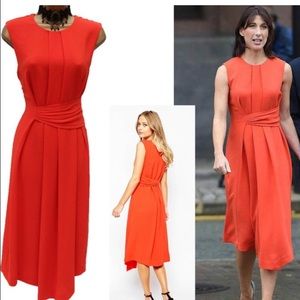 whistles coral red midi dress