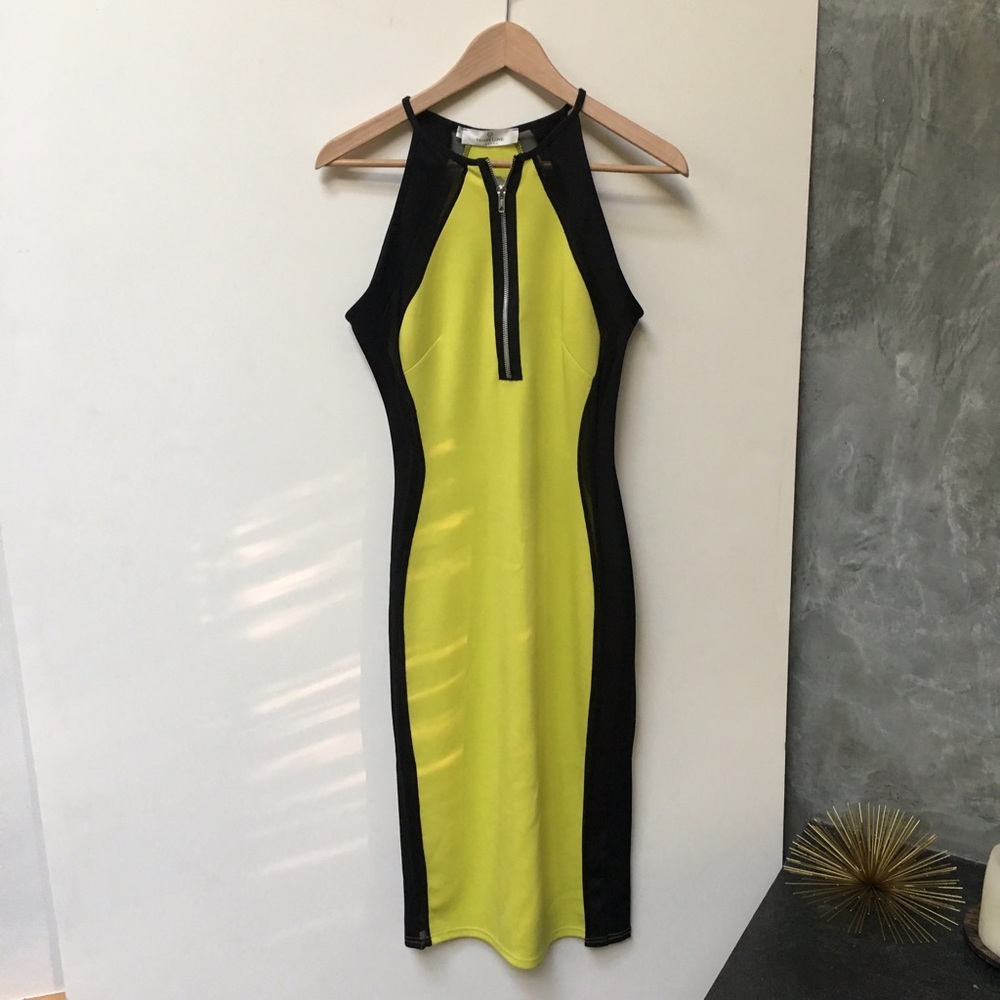 OH MY LOVE London Neon Color Block Midi Dress