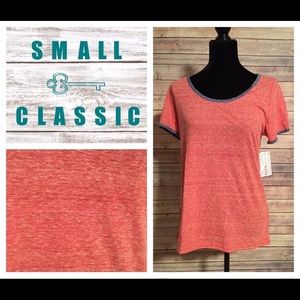 NWT Small Lularoe Classic Tee: pink with blue