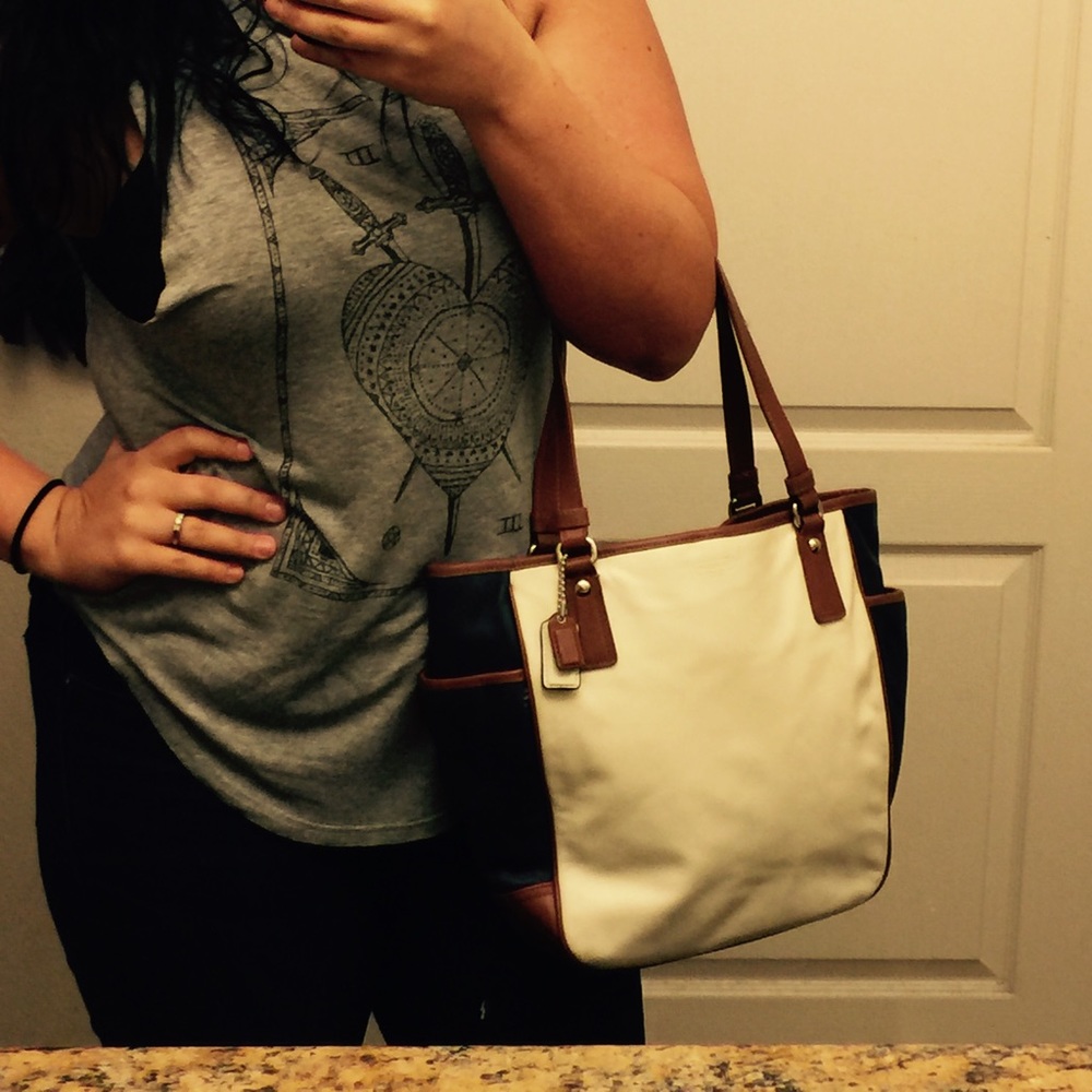 Multicolored Leather Coach Purse