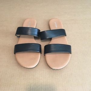 Black strap slip on sandals