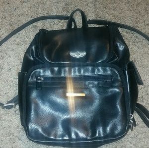 Black Pleather Mini Backpack/Purse