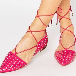 Spiked Hot Pink Asos Flats Size UK 6 US 9