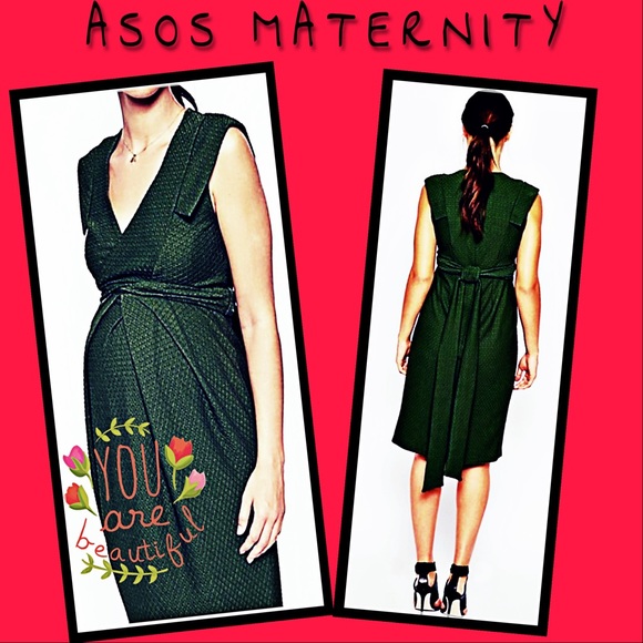 Asos Maternity Stylish Olive Green Cocktail Dress - Picture 2 of 5