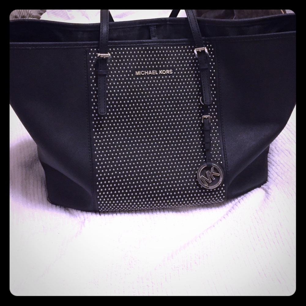 Black & Silver MK Tote