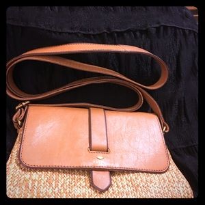 Fossil Straw and Leather Crossbody