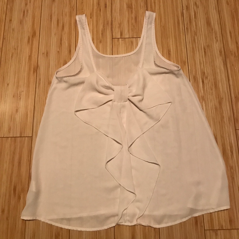 White Flowy Tank with Bow