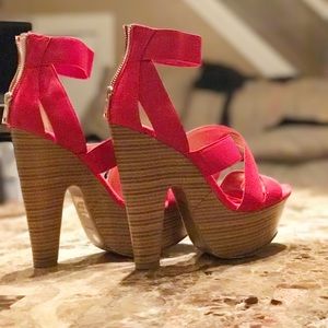 Make an offer! Bakers Red Ankle Strap Platform