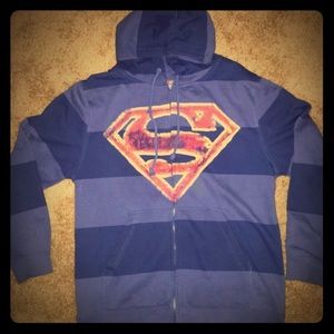 Superman Men's Zip Front Fleece Hoodie