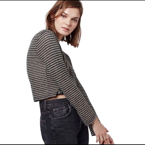Topshop Tops - Topshop Stripe Panel Crop Top US4