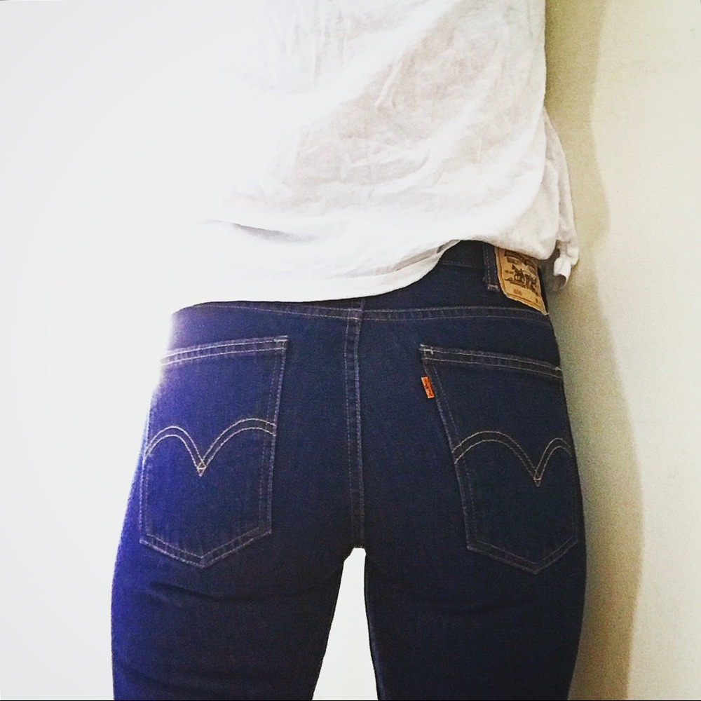 Levi's "Big E" Orange Tab 606 Dark Wash Jeans