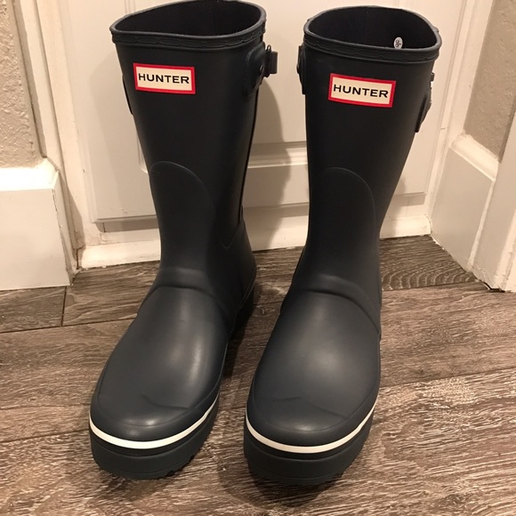 Hunter Shoes - Hunter Boots Navy Short Wedge