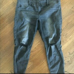 Torrid Grey Skinny Ripped Jeans or Jeggings