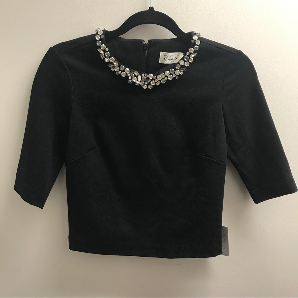 Eliza J Jeweled Necklace Shirt