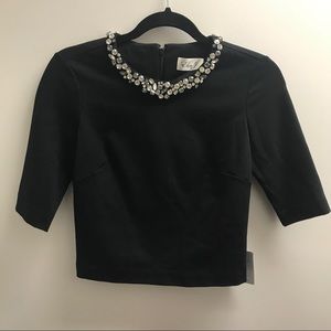 Eliza J Jeweled Necklace Shirt