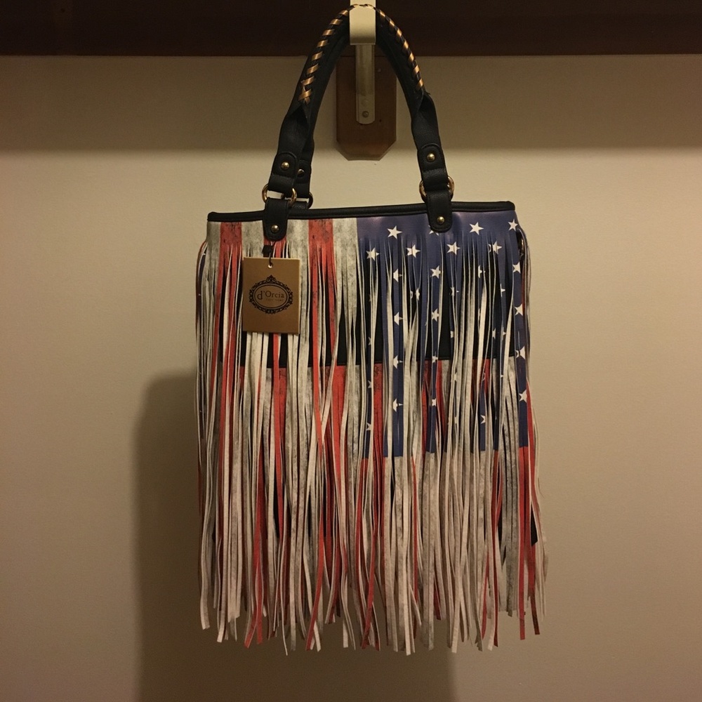 American Flag Fringe Purse/Bag • NEW