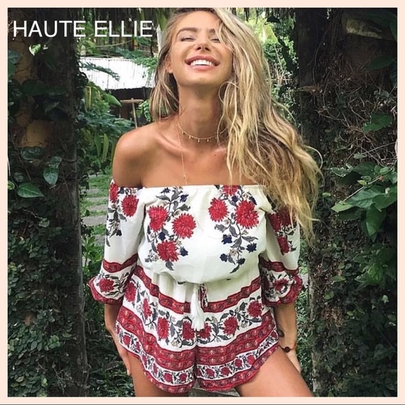 ☀️Sale☀️Sweetwater Floral Off Shoulder Romper - Picture 3 of 5