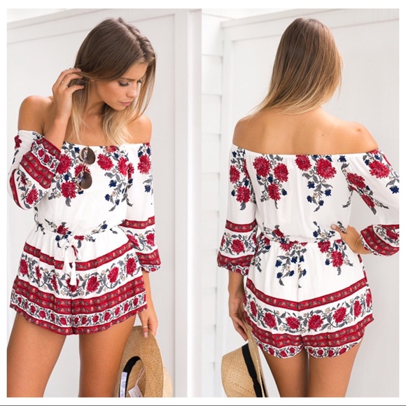 ☀️Sale☀️Sweetwater Floral Off Shoulder Romper - Picture 4 of 5